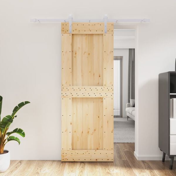 vidaXL Sliding Door with Hardware Set 80x210 cm Solid Wood Pine