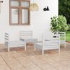 vidaXL 4 Piece Garden Lounge Set White Solid Pinewood