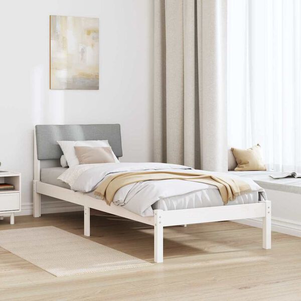 vidaXL Bed frame White and light grey 80 x 200 cm Solid pine wood