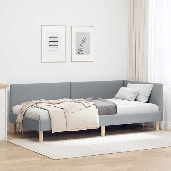 vidaXL Corner Bed Frame Light Grey 80 cm x 200 cm Velvet
