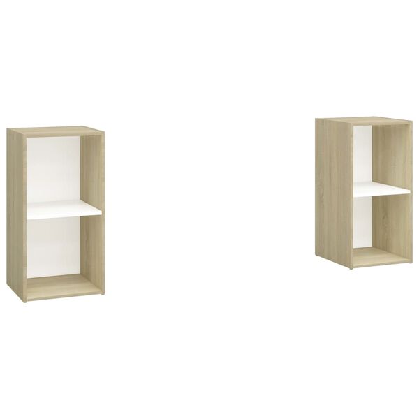 vidaXL TV Cabinets 2 pcs White and Sonoma Oak 72x35x36.5 cm Engineered Wood