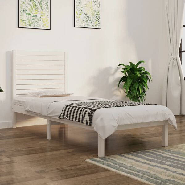 vidaXL Bed Frame without Mattress White 90x190 cm Single Solid Wood