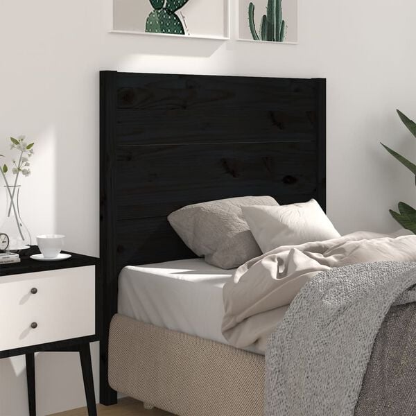 vidaXL Headboard Black 96x4x100 cm Solid Wood Pine