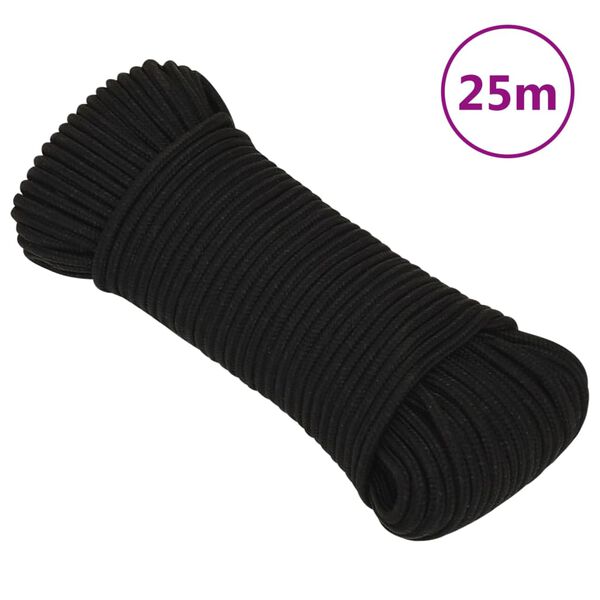 vidaXL Work Rope Black 5 mm 25 m Polyester