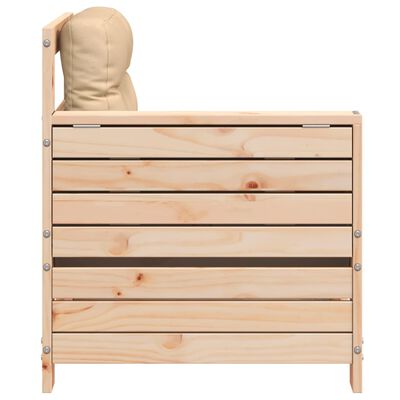 vidaXL Garden Armrest Sofa with Cushion Solid Wood Pine