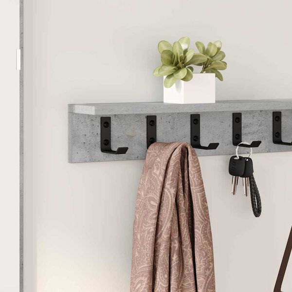 vidaXL Wall-Mounted Coat Rack Concrete Grey 100 x 10.5 x 10.5 cm