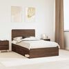 vidaXL Bed Frame with Headboard Brown Oak 120 x 200 cm Solid Pine Wood