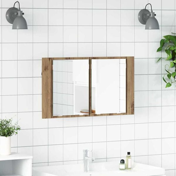 vidaXL Bathroom Mirror Cabinet with Shelf Artisan Oak 80 x 12 x 45 cm