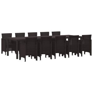 vidaXL Garden Dining Set 11 pcs Brown Rattan