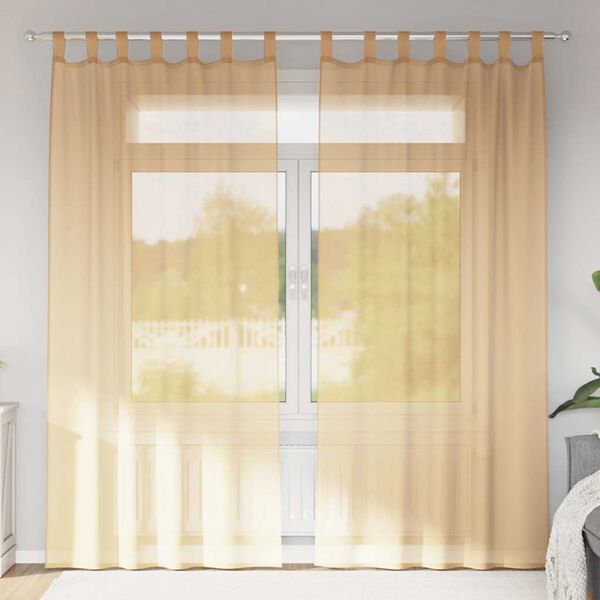 vidaXL Voile Curtains with Loops 2 pcs Sand 140x225 cm