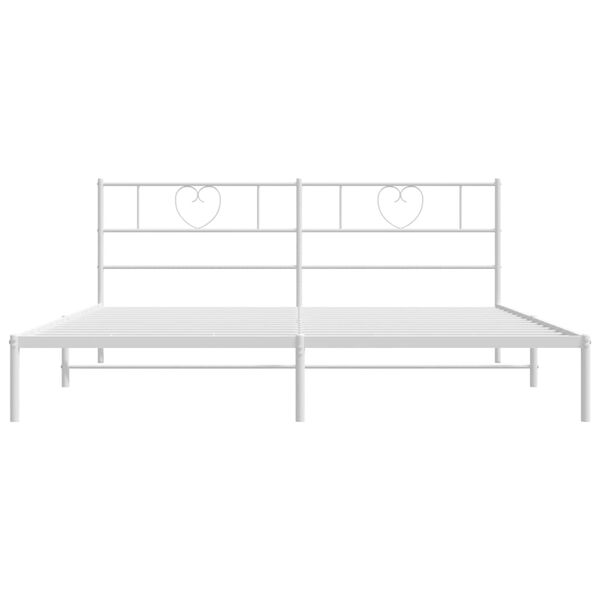 vidaXL Metal Bed Frame without Mattress with Headboard White 200x200cm