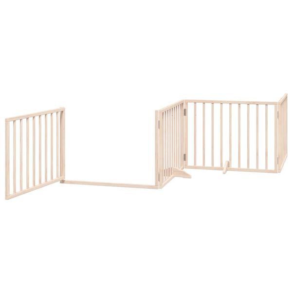 vidaXL Dog Gate with Door Foldable 8 Panels 640 cm Poplar Wood