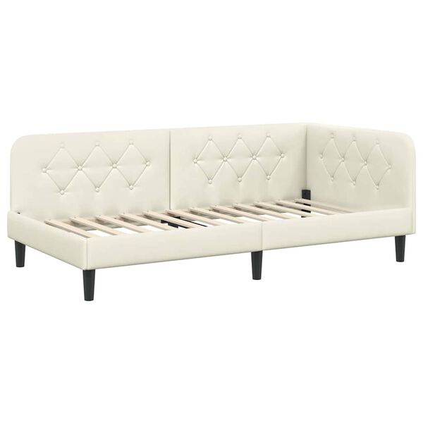 vidaXL Corner Bed Frame with Headboard Cream 90 x 190 cm Velvet