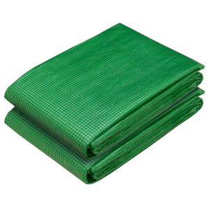 vidaXL Tarpaulin with Eyelets 2 pcs Green 1.5 x 15 m 260 gsm PE