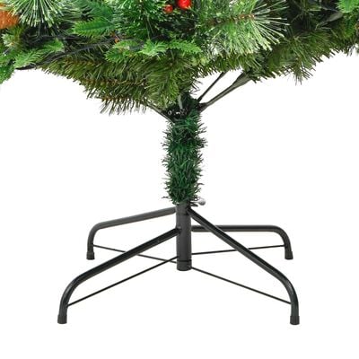 vidaXL Pre-lit Christmas Tree with Pine Cones Green 195 cm PVC&PE