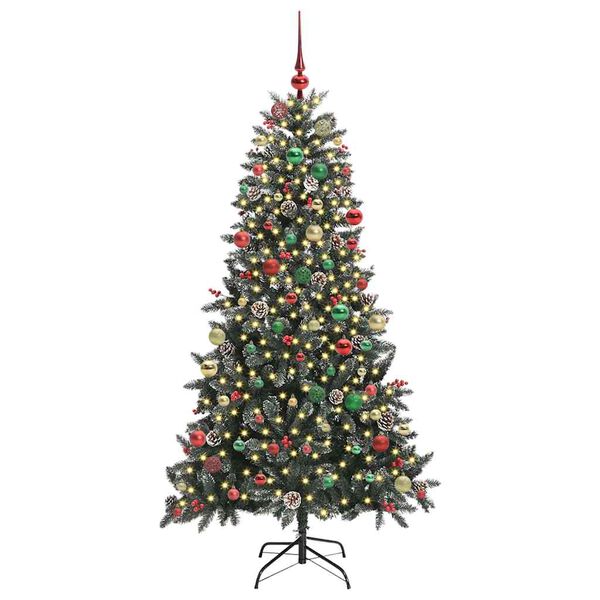vidaXL Artificial Christmas Tree with 300 LEDs with Stand Green 180 cm