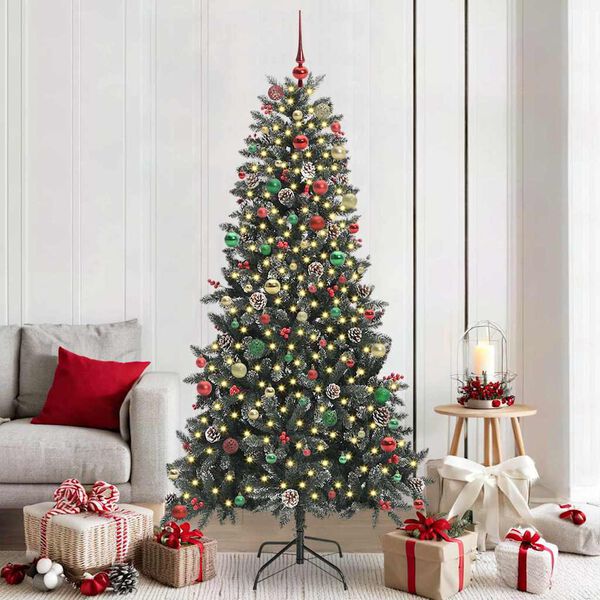 vidaXL Artificial Christmas Tree with 300 LEDs with Stand Green 210 cm