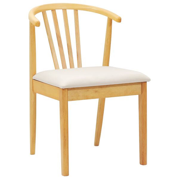 vidaXL Dining Chair 2 pcs Natural and Light Solid Rubberwood