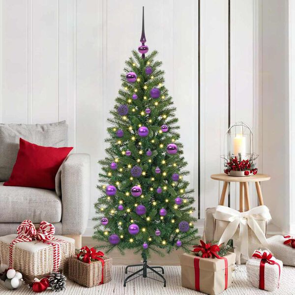vidaXL Christmas Bauble Set with 150 LEDs 61 pcs Lilac Plastic