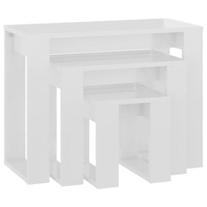vidaXL Nesting Tables 3 pcs High Gloss White Engineered Wood