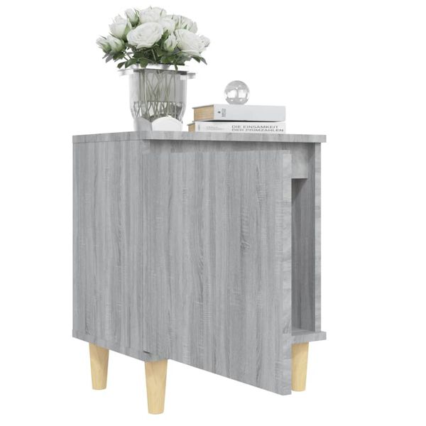 vidaXL Bed Cabinet with Solid Wood Legs Grey Sonoma 40x30x50 cm