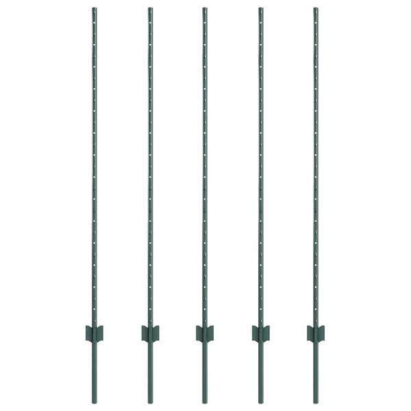 vidaXL Fence Post 5 pcs Green 140 cm Steel