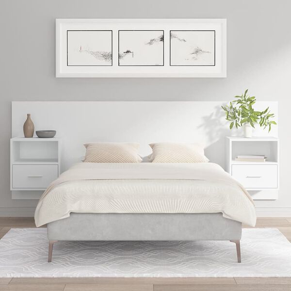 vidaXL Bed Headboard with Cabinets White Engineered Wood