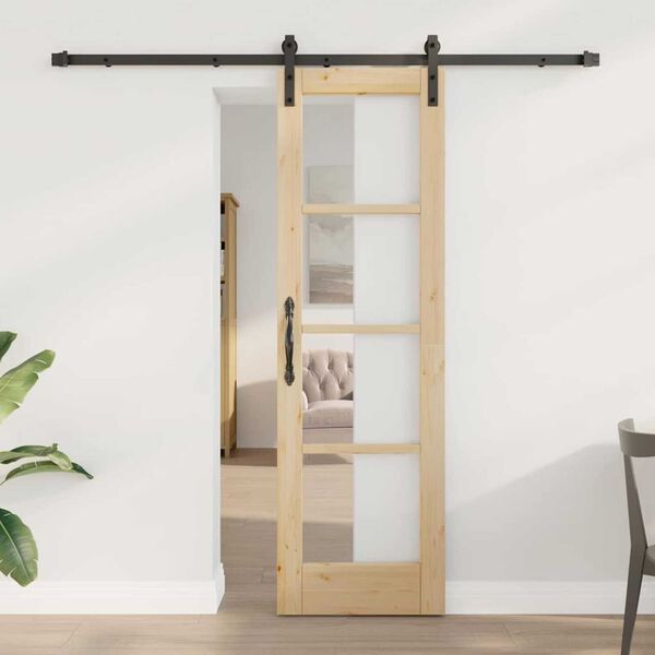 vidaXL Sliding Door ORKDAL Natural and Black 61 x 198.5 cm