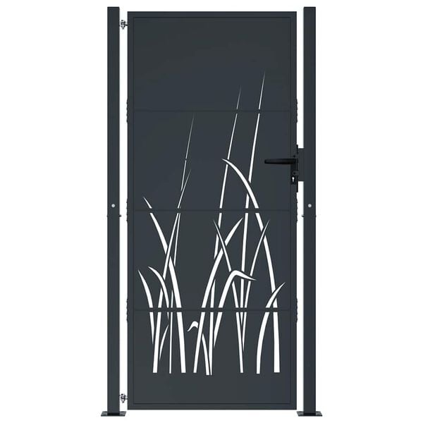 vidaXL Garden Gate Anthracite 100x200 cm Steel Grass Design