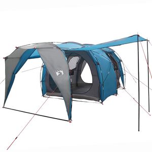vidaXL Tunnel Tent 4-Person Blue 185T Polyester with PU Coating