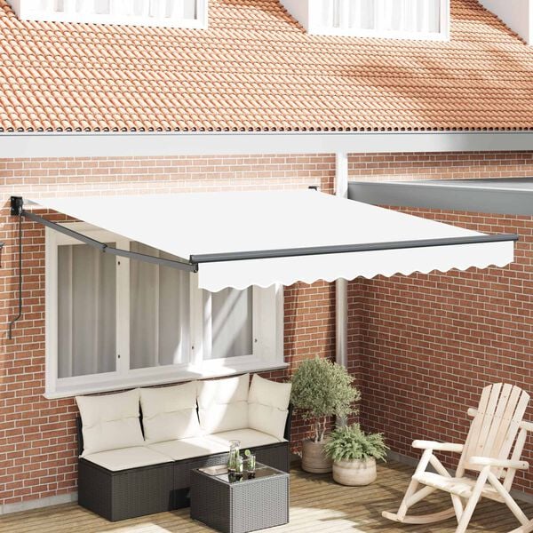 vidaXL Awning Retractable Manual White 300 x 250 x 165 cm Polyester