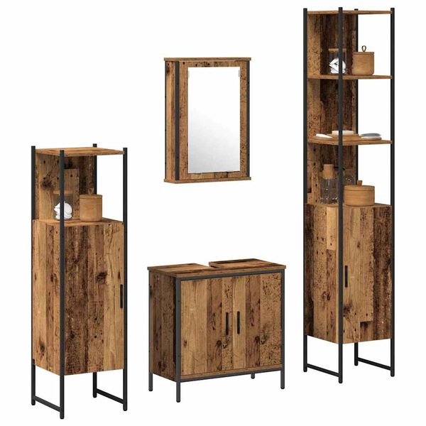 vidaXL Bathroom Furniture Set with Shelf 4 pcs Brown Engineered wood