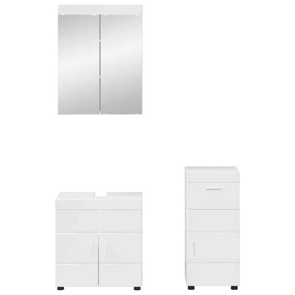 vidaXL Bathroom Furniture Set TULUM High Gloss White Engineered Wood