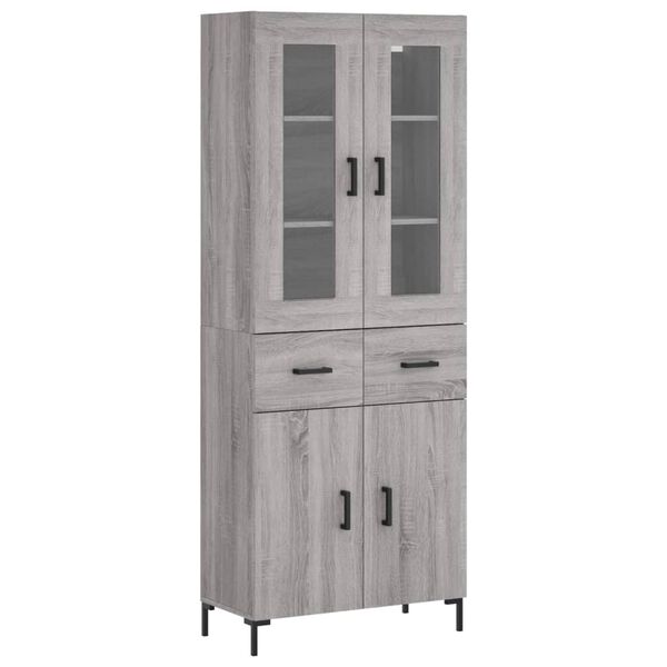 vidaXL Highboard Grey Sonoma 69.5x34x180 cm Engineered Wood