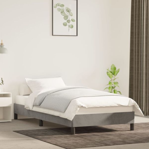 vidaXL Bed Frame without Mattress Light Grey 90x190 cm Single Single Velvet
