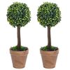 vidaXL Artificial Boxwood Plants 2 pcs with Pots Ball Shaped Green 41 cm