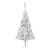 vidaXL Artificial Pre-lit Christmas Tree with Ball Set Silver 180 cm PET