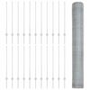 vidaXL Fence with Post Silver 1 x 50 m Steel