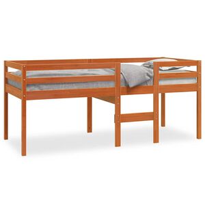 vidaXL High Sleeper Bed without Mattress Wax Brown 90x200cm Solid Wood