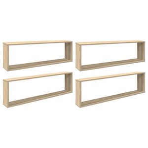 vidaXL Wall Cube Shelf 4 pcs Sonoma Oak 100x15x30 cm Engineered Wood