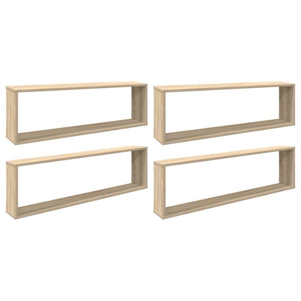 vidaXL Wall Cube Shelf 4 pcs Sonoma Oak 100x15x30 cm Engineered Wood