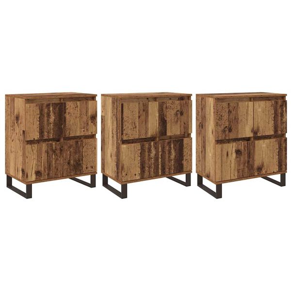 vidaXL Sideboard 3 pcs Old Wood 60 x 35 x 70 cm