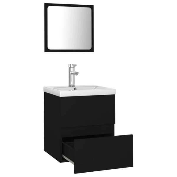 vidaXL Bathroom Furniture Set Black Engineered Wood