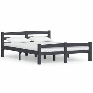 vidaXL Bed Frame without Mattress Dark Grey Solid Pinewood 120x200 cm