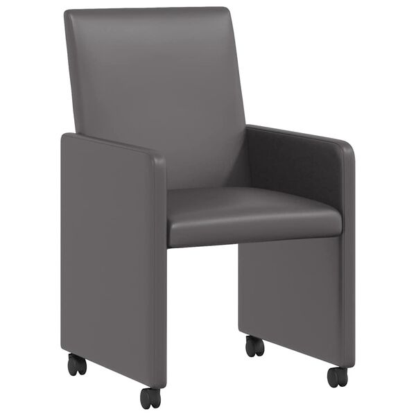 vidaXL Dining Chairs with Wheels 2 pcs Grey 57 x 66 x 94 cm