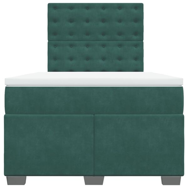 vidaXL Box Spring Bed with Mattress Dark Green 120x190 cm Small Double Velvet