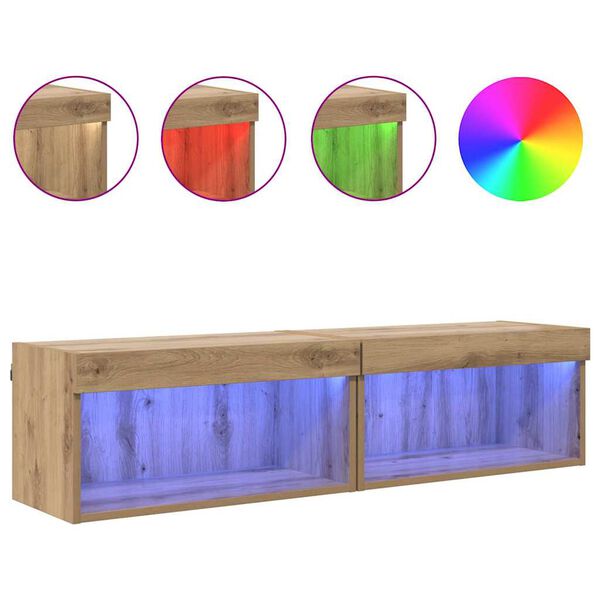 vidaXL TV Cabinet Set with LED Artisan Oak Engineered Wood