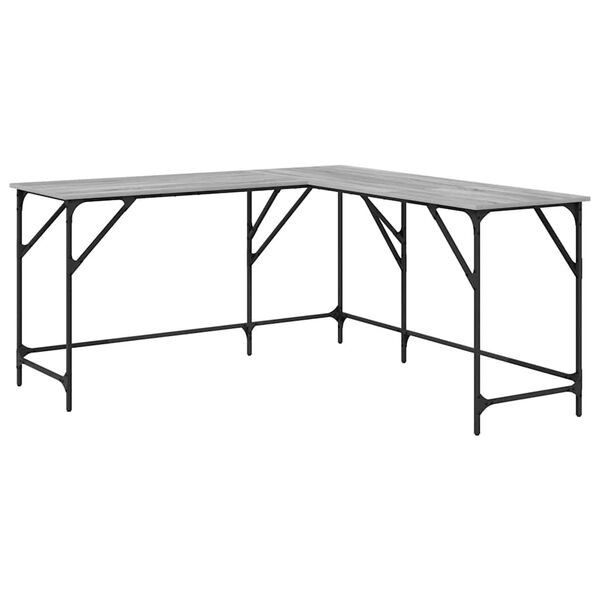 vidaXL Desk Grey Sonoma 149x149x75 cm Engineered Wood