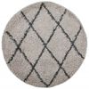 vidaXL Shaggy Rug PAMPLONA High Pile Modern Beige and Anthracite &Oslash; 100 cm
