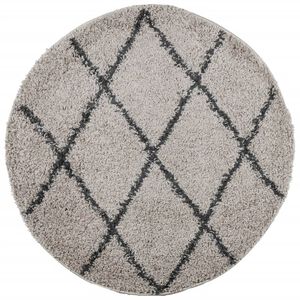 vidaXL Shaggy Rug PAMPLONA High Pile Modern Beige and Anthracite &Oslash; 100 cm